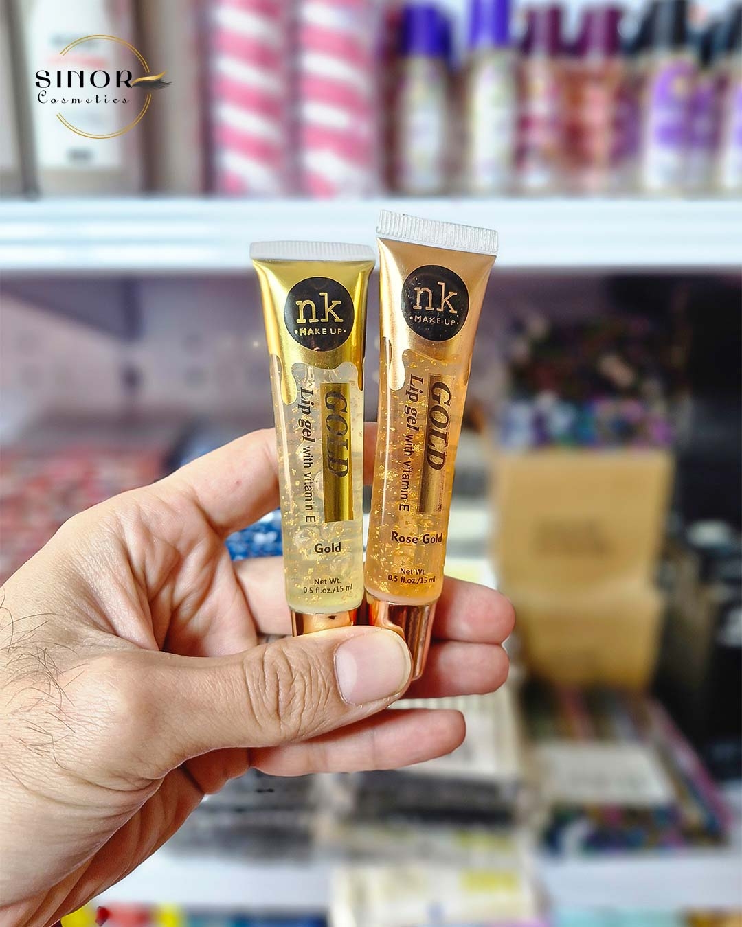  برق لب (لیپ گلاس) شاین دار گلد nk 